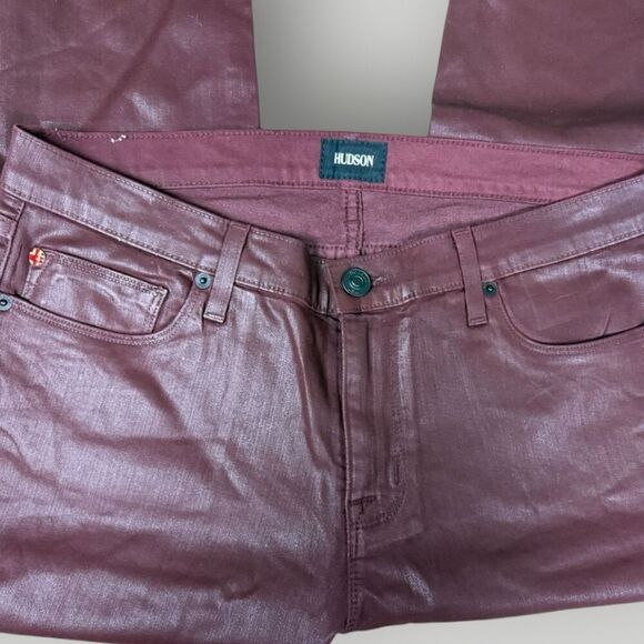 HUDSON JEANS Burgundy Krista Wax-Coated Skinny Jeans | NWT | Size 32 - Picture 6 of 8